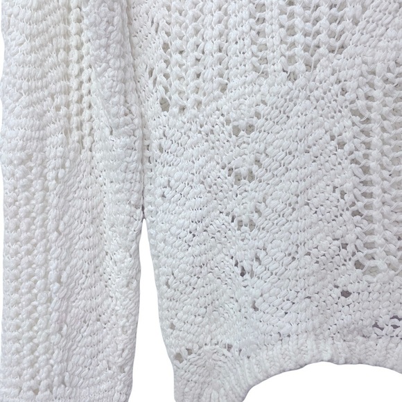 Bar lll Cotton Long Sleeve Crochet Sweater | white | Size L - Picture 5 of 10